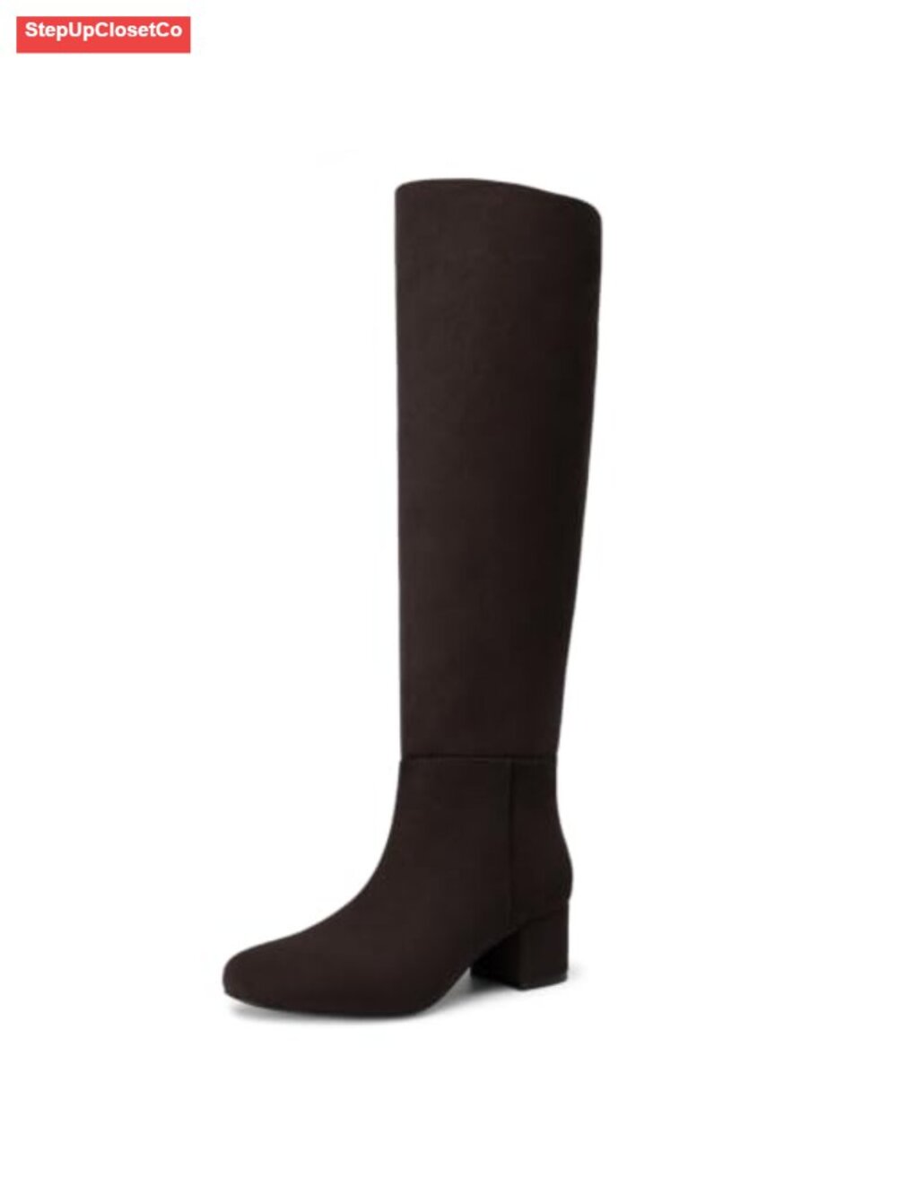 Women's Knee High Boots Chunky Low Heel Square Toe Pull On Faux Suede